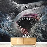 wall26 - Painting 3D Sharks - Removable Wall Mural Self-Adhesive Large Wallpaper - 66x96 inches
