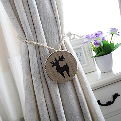 Nordic Pastoral Estilo de madera mano Caved cortina cuerda Creative magnético Clips...