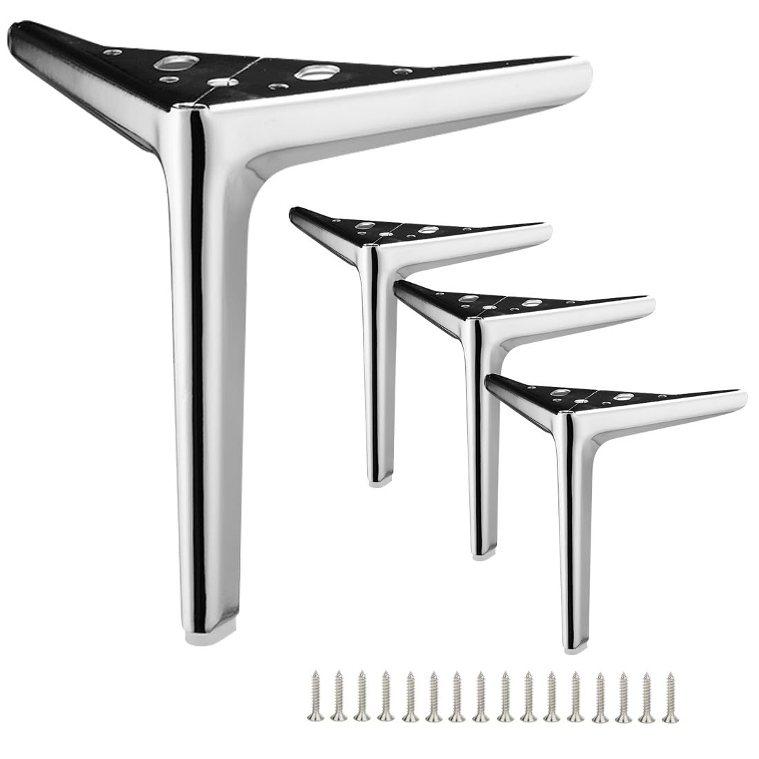 Patas de acero inoxidable elegantes de 18cm para renovar sofás y mesas de centro, pack de 4