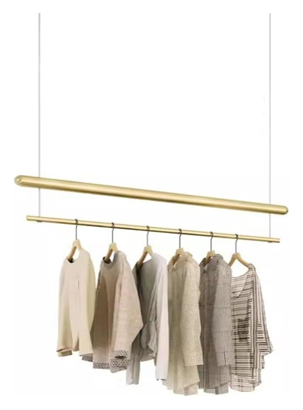 JKJZSALJ Adjustable Height Ceiling Mount Clothes Hanger, Retail Store Garment Rack Commercial Wedding Dress Display Shelf Boutique Clothes Store Hanging Rack,Gold,160cm/63