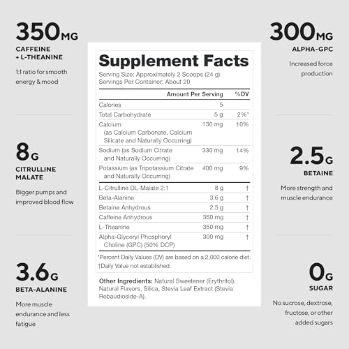 Image of LEGION Pulse Pre Workout - All Natural Nitric Oxide Preworkout Drink to Boost Energy, Creatine Free, Naturally Sweetened, Beta Alanine, Citrulline, Alpha GPC (Arctic Blast)