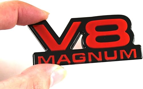 Miniatura 2 de 2 piezas de emblemas V8 Magnum para puerta de identificación 3D, logotipo 1500 Van apto para 94-01 Magnum (negro rojo)