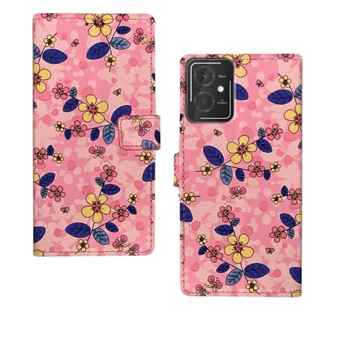 Image of amazon basics HMD Vibe 5G Flip Cover | Card Pockets Wallet & Stand | Flip Cover for HMD Vibe 5G (Pink Flower)