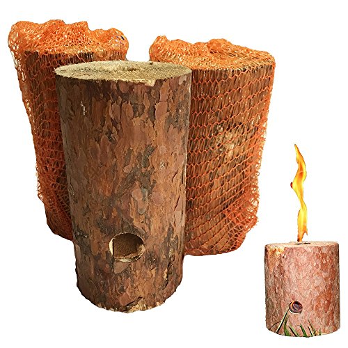 MonMobilierDesign Swedish Fire, Swedish Wood Log Garden Candle, Set of Six