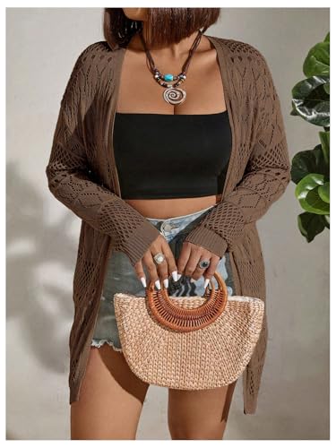 Women's Plus Size Lightweight Open Front Cardigan Sweater Long Sleeve Knit Outwear Fall Cardigan4