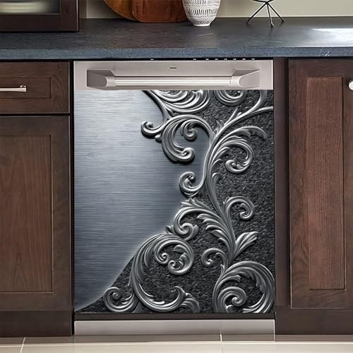 Image of BVBOX Dishwasher Magnet Cover 23 inchx26 inch, Reusable Magnetic Refrigerator Covers, Decorative Magnets Cover Fridge Door Skin Panel Stickers for Home Kitchen Appliance (Vine Patterns, 23 inchx26 inch)