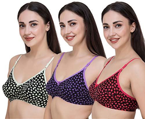 Image of Fasense Women's Cotton Leaf Print Medium Coverage Wire Free Non Padded Bra