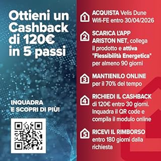 Ariston Velis Dune Wifi-FE - Scaldabagno Elettrico 100 Litri CASHBACK 120€ Verticale/Orizzontale 51x27x127 cm, Boiler Elettrico a 2 Serbatoi ECO-EVO e Controllo Remoto, Classe B, Compatibile con Alexa