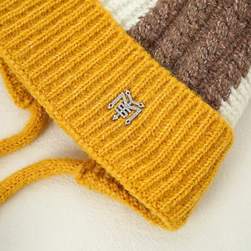 RuiKonM Free Size 帽子 耳当て ニット帽 ボンボン レディース ピンク スキー スノボ 秋冬 ファー付き ポンポン 男女兼用 カジュアル 防寒 メンズ帽子ボンボン付きニット帽 たためる スノボ スキー キャンプ秋冬 冬 4枚目