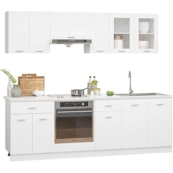 vidaxl 8 pcs kitchenette lyon white wood material