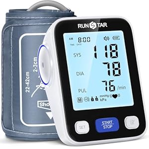 Runstar Upper Arm Blood Pressure Monitor with Wide Range Cuff (8.7” -16.5”) for Home Use FSA/HSA Eligible, Automatic Digital BP Machine with Storage Bag, 2×99 Reading Memory