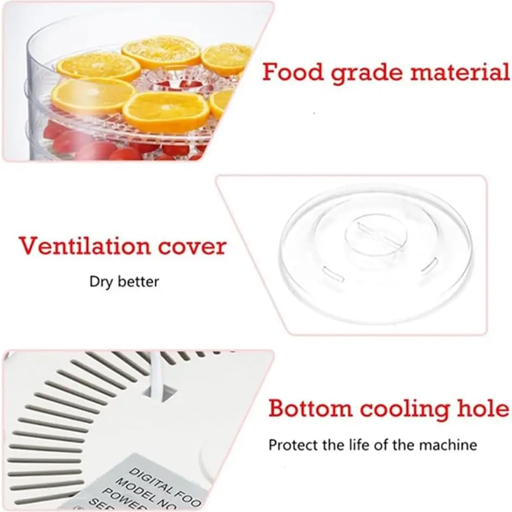 TsoLay Máquina deshidratadora de Alimentos, deshidratador de Hierbas de 350 W con 5 bandejas Transparentes apilables, Temporizador y Control de Temperatura, para cecina, Frutas y Verduras