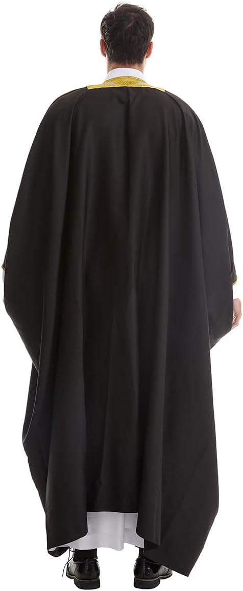 Muslim Men's Long Sleeves Embroidery Bisht Ankle Length Cardigan Robe