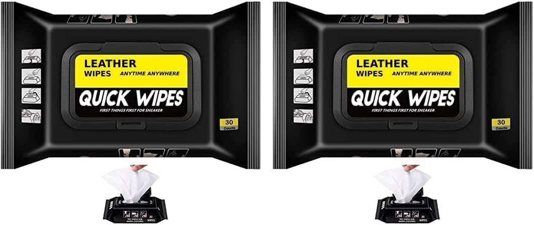 Leather Cleaner Wipes 30 Count (Pack of 2), Leather Clean Condition Protect Wipes for Vinyl, Apparel Furniture Auto Car Interior Shoes Boots Bags