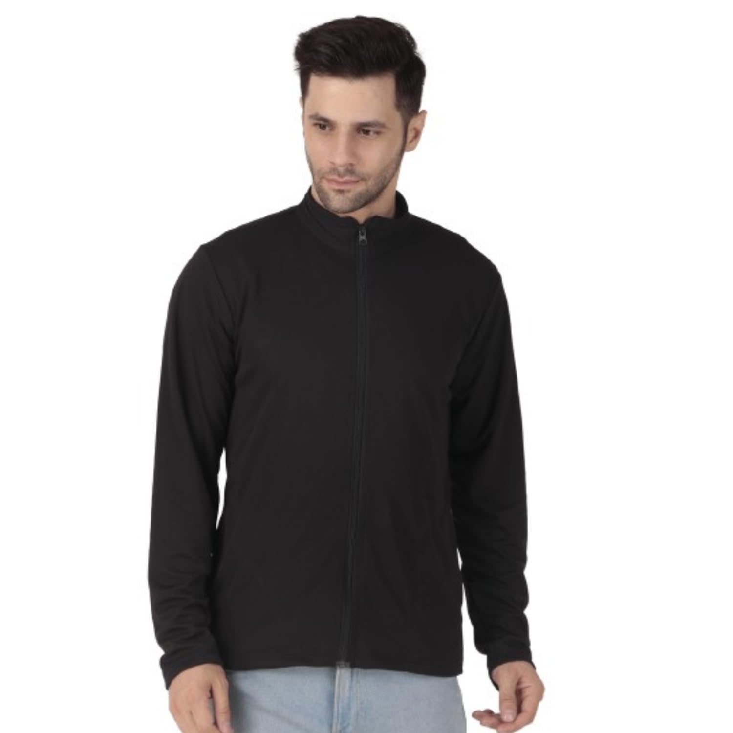 Just Junkies Full Sleeve Polyester Full Zip with Pocket Solid Men's Sports Track Standard Length Jacket (IN, Alpha, 2XL, Regular, Black) 4