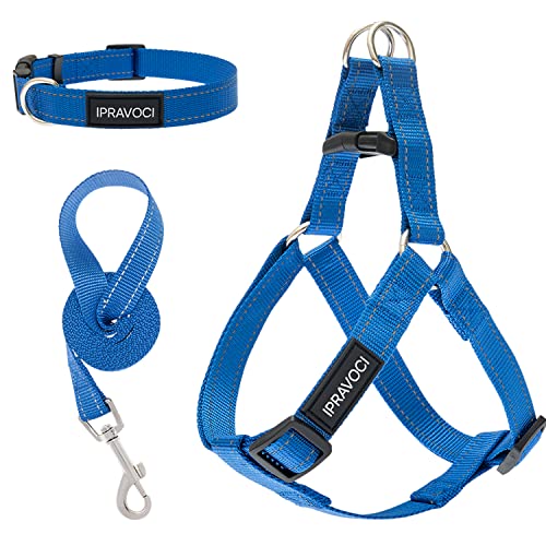 Ipravoci No Pull Dog Harness - Step In Dog Harness And Leash For Small Medium Large Dogs - Reflective Adjustable Nylon Walking Running Training Outdoor Halter Dog Harness Leash Collar Set #TOP1