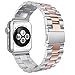 SHJD Band Compatible with Apple Watch, 38mm Stainless Steel iWatch Wristband Metal Buckle Clasp Strap Replacement Link Bracelet for Apple Watch Series 3/2/1 Sports Edition (Silver/Rose Gold, 38mm)