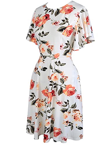 Image of oxiuly Wedding Church Vintage Cocktail Dresses with Pockets Summer Casual Floral Dress for Women Flare376