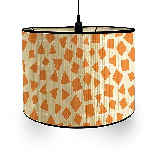 Morbuy Bamboo Lampshade for Table Lamp, Geometric Style Vintage Style Diameter 30cm Wooden Bedside Light Lampshade Light Shades Wall Light Lamp Shades, Desktop Accessories (Orange)