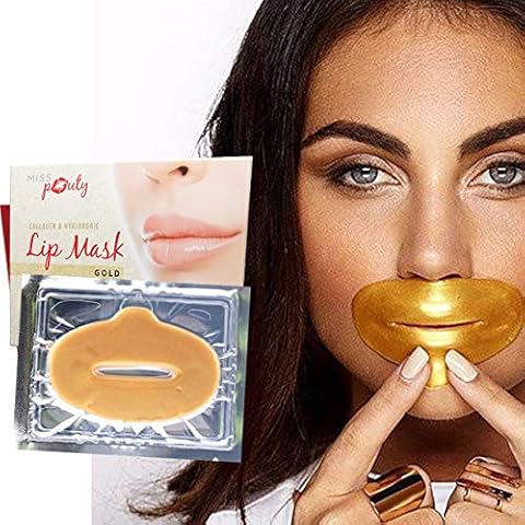 Gold Lip Mask x10 Collagen Hyaluronic Plumping Moisturising Soothing Cover