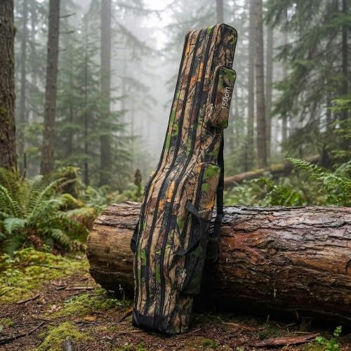 Bolsa de pesca, estuche de pesca de 150 cm, 3 compartimentos, impermeable, plegable, estuche para cañas, herramientas pescar con correa de transporte para cañas, sacadera, accesorios (Marrón claro)