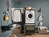 Stella Trading LAUNDREEZY Armoire pour lave-linge, anthracite - Armoire de surélévation pour lave-linge certifiée TÜV avec beaucoup d'espace de rangement - 67,5 x 162 x 67,5 cm (L/H/P)