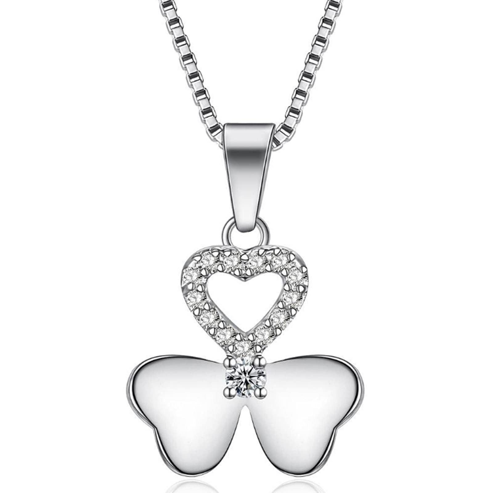 Collana Donna In Argento 925 Con Ciondolo Trifoglio E Fiore, Zirconi E Catena Regolabile – Gioiello Elegante Placcato Oro 14K