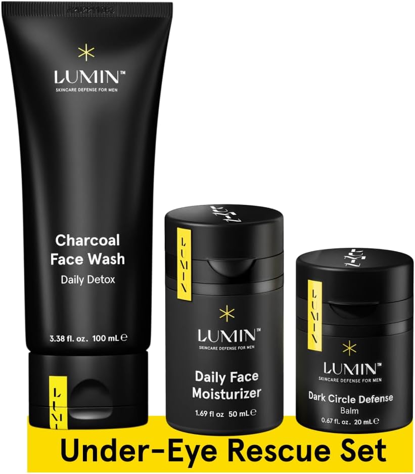 - Lumin - No Baggage Trio - A skincare kit, Includes: Charcoal Face Wash Daily Detox, Daily Face Moisturizer & Dark Circle Defense Balm, Ideal for fine lines & dark circles, Suitable for all skin types