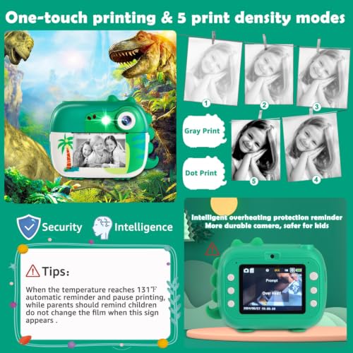 Image of Kids Camera Instant Print,Children Digital Camera Toys with HD Video for Kids Aged 3-12,Christmas Birthday Festival Present for Girls Boys,with 7 Rolls Instant Paper,M3