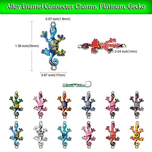 Danlingjewelry 40 Pcs Flower Plated Enamel Gecko Charm Animals Dangle Charms For Diy Necklace Bracelet Making #TOP1