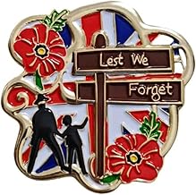Poppy Badges and Pins 2025 Remembrance Day Gifts Memorabilia, Lest We Forget Poppy Pin Badge Brooch November 11th Decorations Union Jack