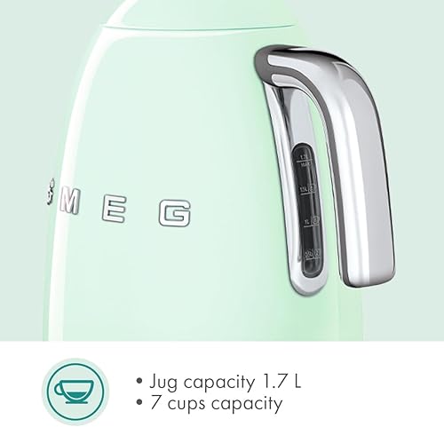 Miniatura 6 de SMEG Hervidor eléctrico de temperatura variable de 7 tazas, estética de estilo retro con tecnología avanzada, acero inoxidable, 1400 W, 120 V, base
