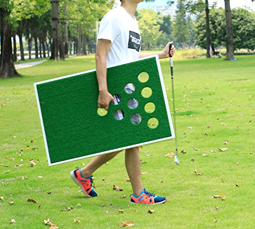 OOFIT Golf Cornhole Meet Pong Chipping Target Game Set with Chipping Mats, White - Thumbnail 3