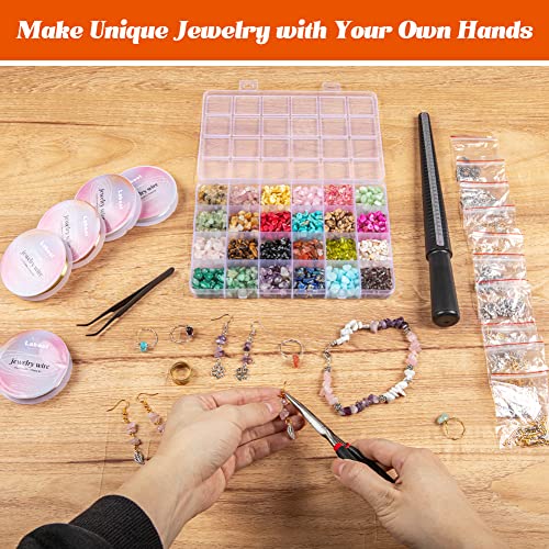 Jewelry Making Kit 24 Colors 1764Pcs Crystals Beads For Ring Making Kits With Gemstone Chip Beads Jewelry Wire Pliers And Other Jewelry Making Supplies For Adults To Diy Necklace Bracelet And Earrings #TOP5