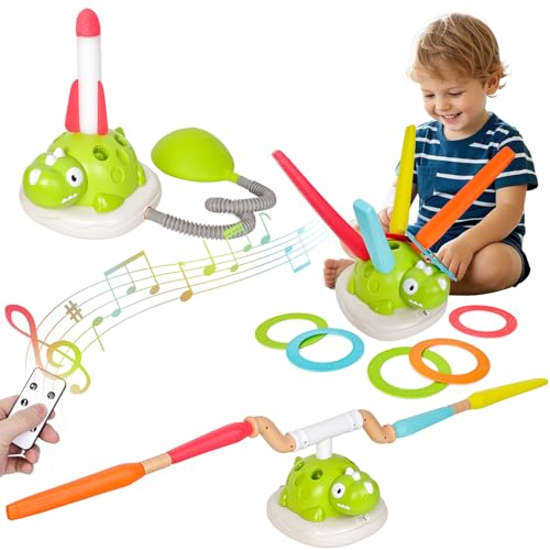 yewgag 3 in 1 Musical Jump,Stomping Launch Rocket Launcher,Toss Ring Game for Kids Outdoor Toys,Indoor Sports &Fitness Toys with Remote Control,Suitable for Kids Ages 4-8