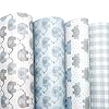 LDGOOAEL Flat Wrapping Paper Sheets – 12 Sheets with 4 Blue Elephant Paterns, Gift Wrapping Paper for Baby Boy, Birthday, Baby Shower Occasions- Pre cut & Folded(19.6″ x 27.5“ Per Sheet)…