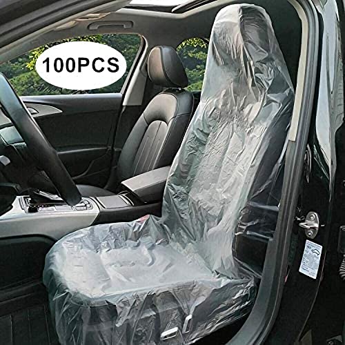 KOLHOFFR 100 Pieces Disposable Seat Covers, Car Disposable Universal Plastic Seat Covers for Airplane Seats, Salon Chairs, Restaurant Seats, Bus Seats & More