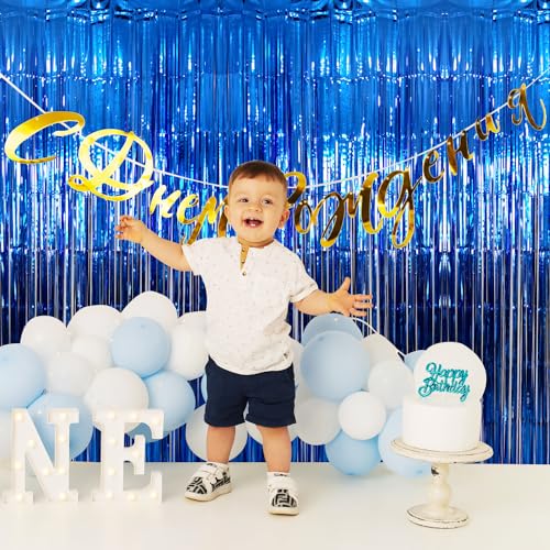 GOER 3.2 ft x 9.8 ft Metallic Tinsel Foil Fringe Curtains Party Photo Backdrop Party Streamers for Birthday,Graduation,New Year Eve Decorations Wedding Decor (Navy Blue,3 pcs) - Thumbnail 4