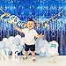 GOER 3.2 ft x 9.8 ft Metallic Tinsel Foil Fringe Curtains Party Photo Backdrop Party Streamers for Birthday,Graduation,New Year Eve Decorations Wedding Decor (4 Packs,Navy)