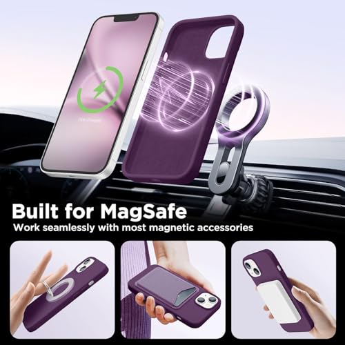 Image of DIZORO Magnetic for iPhone 14 Case, Compatible with MagSafe, Integrated Silicone Camera Control Cover, Thicken Shockproof Drop Protection Phone Case for 14, Grape Purple