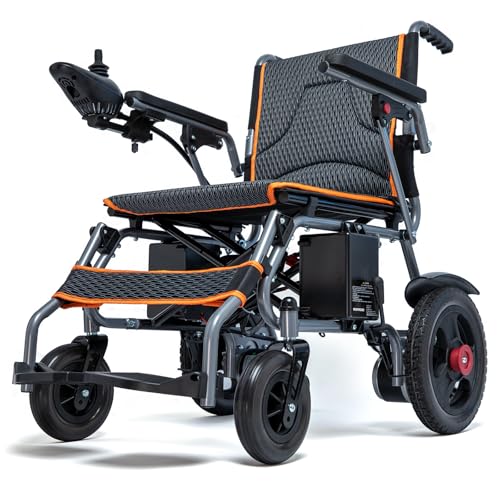 Image of Foldable Electric Wheelchair for Adults,66lbs Sturdy Steel Power Chair with SOS Alert & Mute Button, 9Miles Range, All-Terrain Dual Motor Motorized Mobility Scooter with Electromagnetic Brake