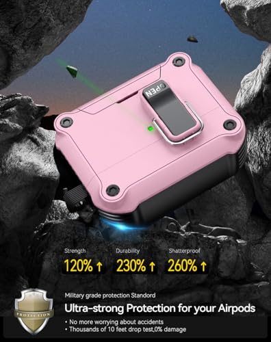 Image of Pohgelan for AirPods Pro 3 Case with Safety Lock-Pink | Magnetic Automatic Lock with Cleaning Kit&Keychain,Compatible with Magsafe