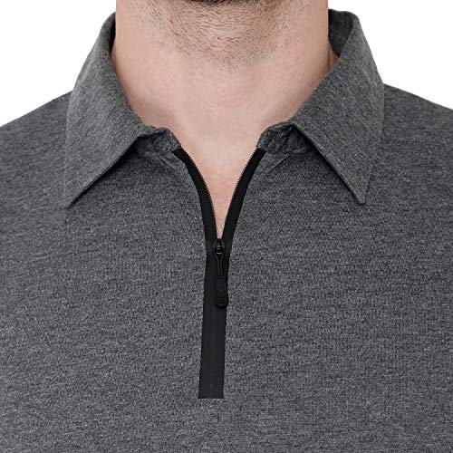 Image of Men's Cotton Blend Full Sleeve Zip Neck Polo T-Shirt (Pack of 1)