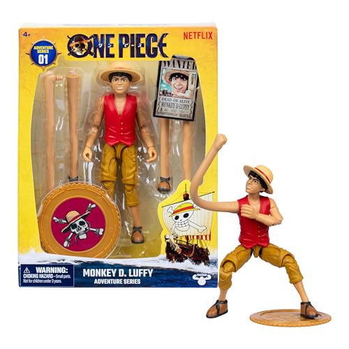 One Piece Monkey D. Luffy 6″ (15 cm) Action Figure with 6 Accessories. Includes Swappable Arms and Legs, Wanted Poster, and Berry Coin Display Base
