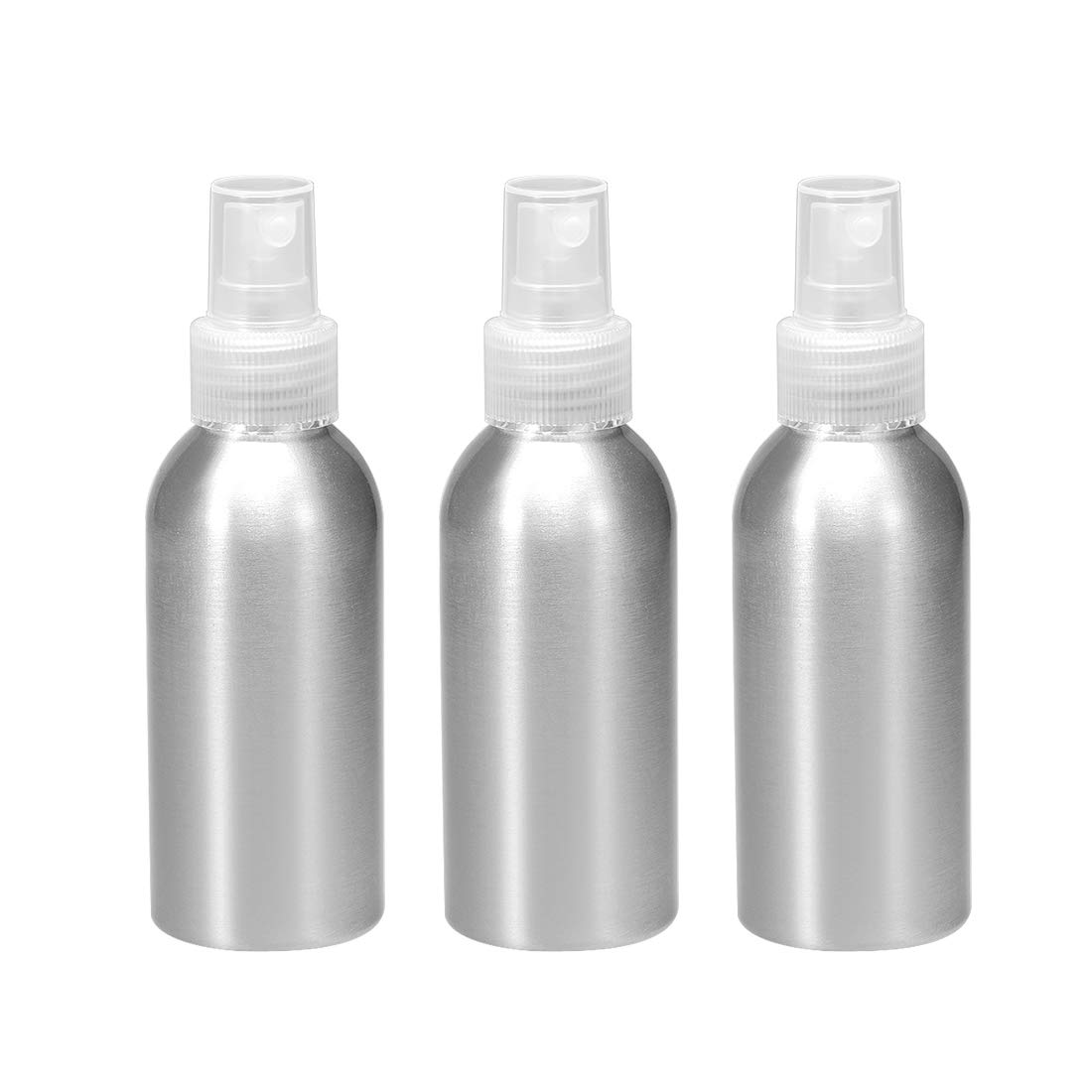 uxcell 3pcs 4oz/120ml Aluminium Spray Bottle with Clear Fine Mist Sprayer, Empty Refillable Container Travel Bottle for Kitchen Bathroom or Plants Water Sprayer