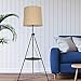 Lampada da terra a treppiede con ripiani Paralume in lino bianco beige Uplighter Nordico moderno regolabile in piedi E27 Lampadina per soggiorno Camera da letto Ufficio Contemporaneo Faretto