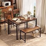 Shahoo Kitchen Table and 2 Chairs for 4 with Bench, 4 Piece Dining Sets for Small Space, Brown - Image 2