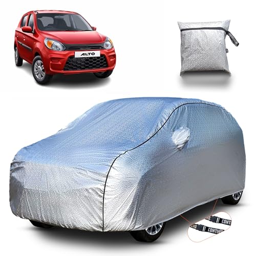 Image of Continental [SilverGuard] Dual Belts Extra Protection Maruti Alto K10 Body Cover (2022-2026) Build with Triple Stitched,Waterproof & Dustproof Car Cover for Alto K10 (Metallic Silver).