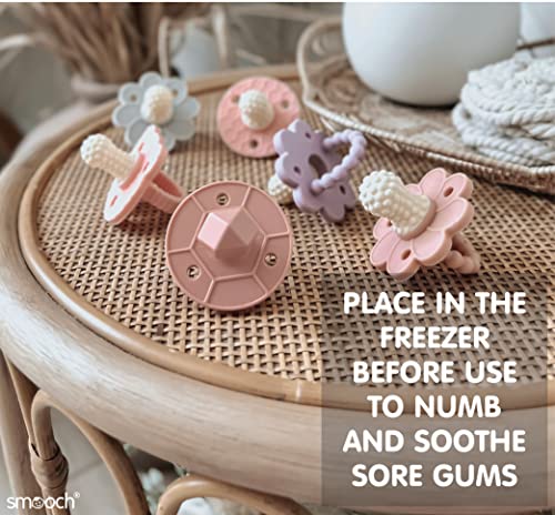 Image of Soothipop Silicone Pacifier Teething Toys for Babies 0-6 Months 12, 18 Months - Pacifier Shaped Baby Teether, Soft Teething Pacifiers for Babies Baby Teething Relief Flower