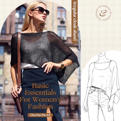 Image of Women Sheer Poncho Shrug Summer Sheer Blouse Top Lightweight Poncho Bolero for Evening Dress